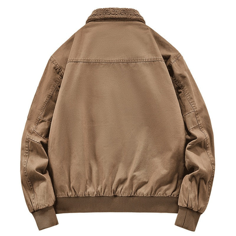 Enzo jacka i tvättad bomull med fleecefoder, vindtät