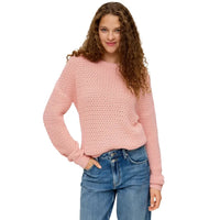 Rosa stickad tröja med långa ärmar