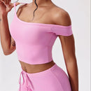 Yogadräkt med en axel och utsvängda byxor