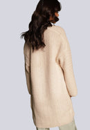 Lång beige stickad kofta med fickor