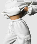 Tvådelad dräkt med fleecefoder och huva