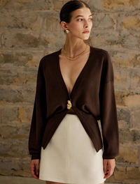 Vivivy stickad kofta med V-ringning och knappar