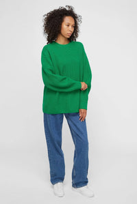 Thea grön stickad tröja med långa ärmar