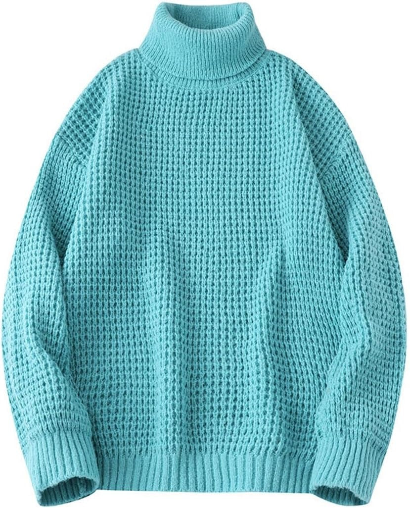 Stickad tröja med hög krage och långa ärmar