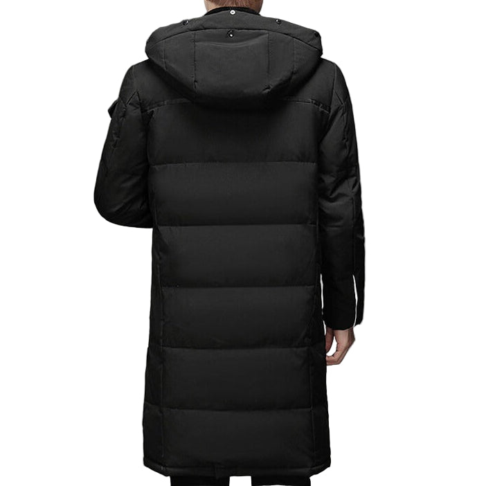 Leo knälång jacka med dragkedja och huva