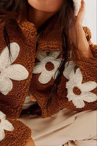 Maria fleecejacka med dragkedja och blommönster