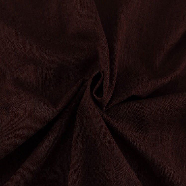 Tvådelat linneset, mörkbrunt, löst sittande, med utsvängda byxor