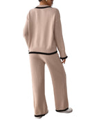 Tvådelat set med tröja och avslappnade byxor med vida ben