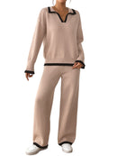 Tvådelat set med tröja och avslappnade byxor med vida ben