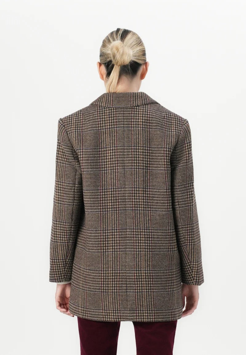 Vivy brun ull- och sammetskavaj, handsydd, dubbelsidig