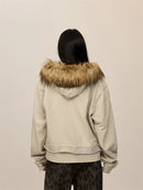 Elly vit höstjacka med dunhuva