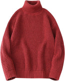 Stickad tröja med hög krage och långa ärmar