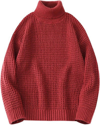 Stickad tröja med hög krage och långa ärmar