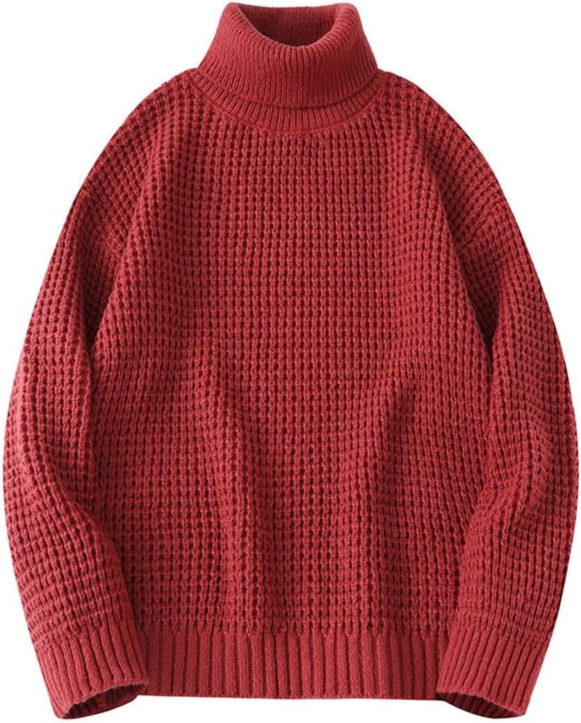 Stickad tröja med hög krage och långa ärmar