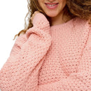Rosa stickad tröja med långa ärmar