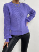 Mörkblå stickad tröja med långa ärmar