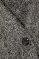 Kort stickad kofta med V-ringning, knappar, enkel rad med knappar