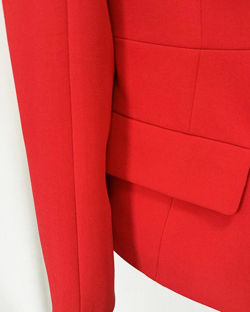 Röd Solenne-jacka med dragkedja och bara axlar