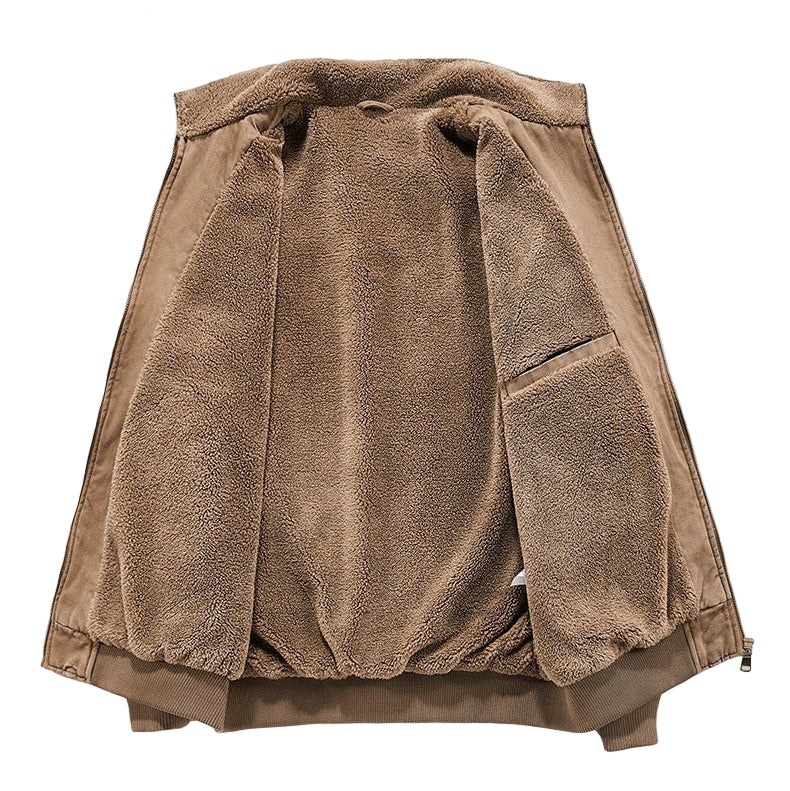 Enzo jacka i tvättad bomull med fleecefoder, vindtät