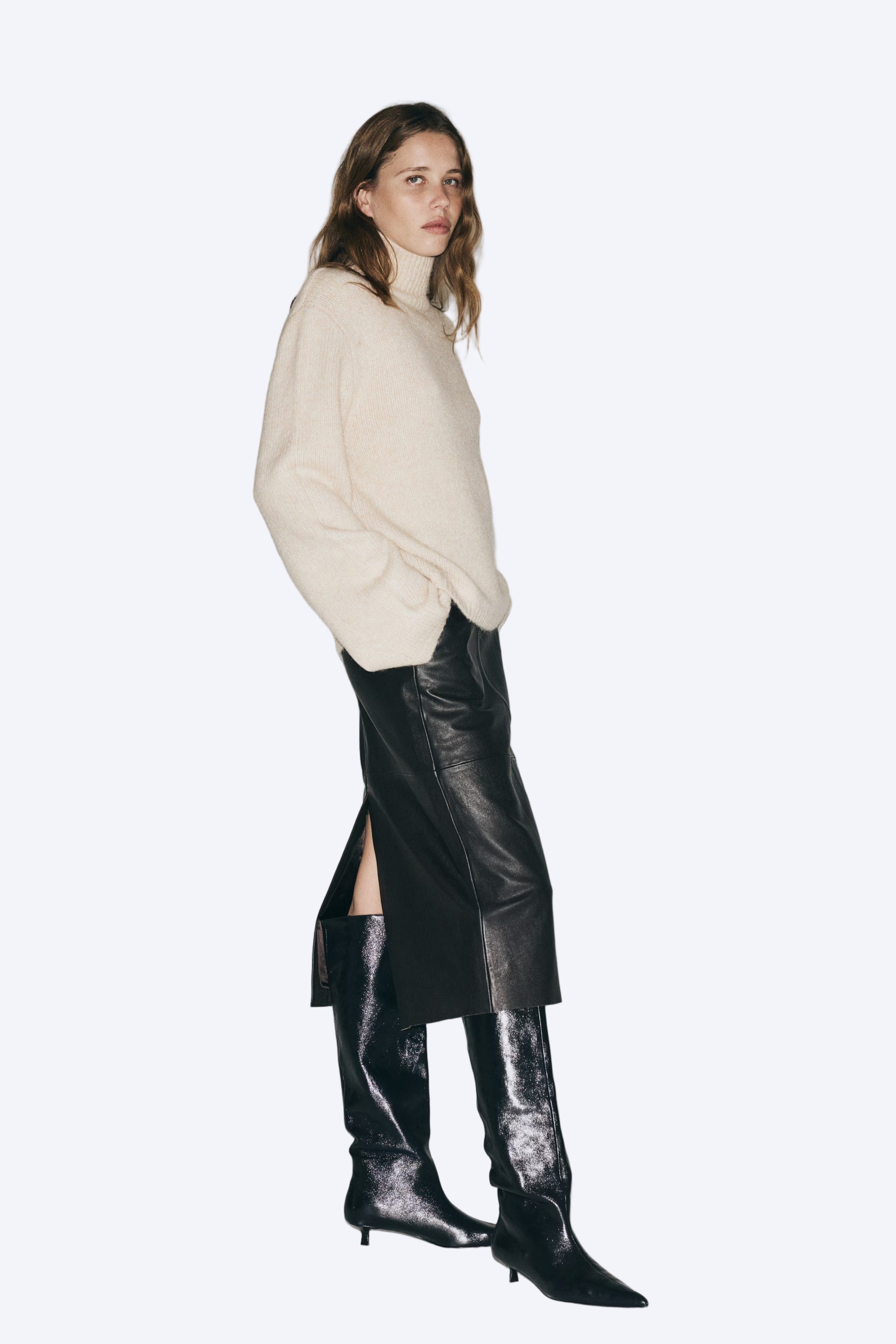 Merra stickad tröja med hög hals