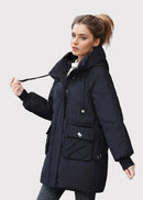 Lora jacka med huva, dragkedja och fickor, tillverkad av bomull