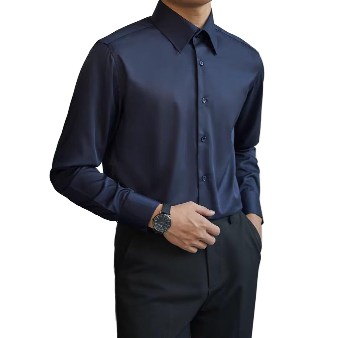 Rafe skjorta med krage, knappar och långa ärmar