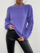 Mörkblå stickad tröja med långa ärmar