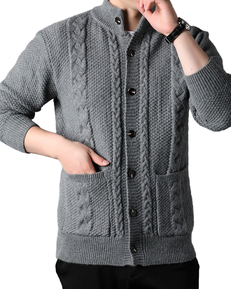 Nox grovstickad kofta med knappar och fickor