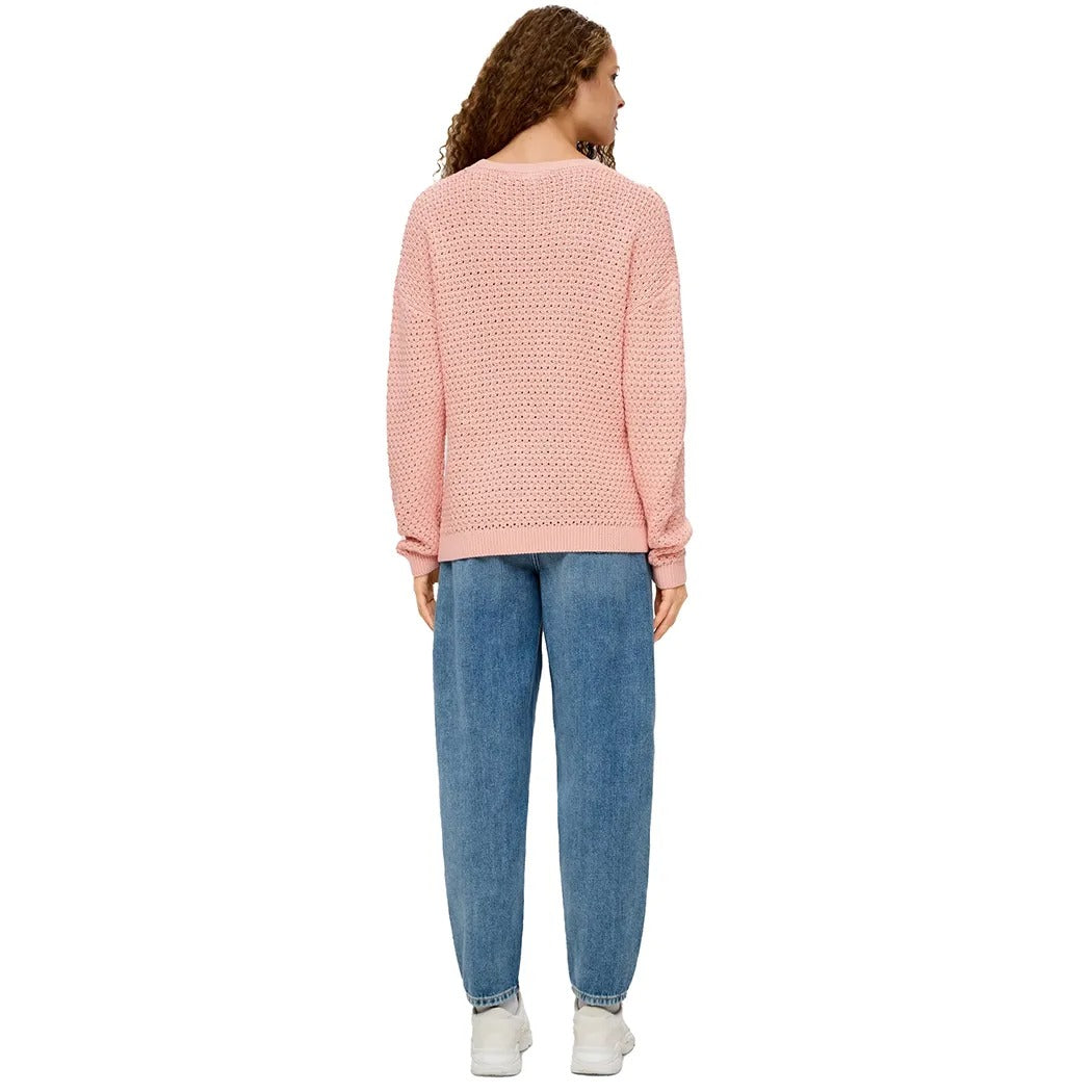 Rosa stickad tröja med långa ärmar