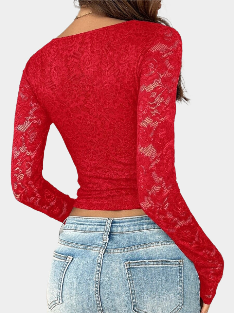Långärmad blus med spets
