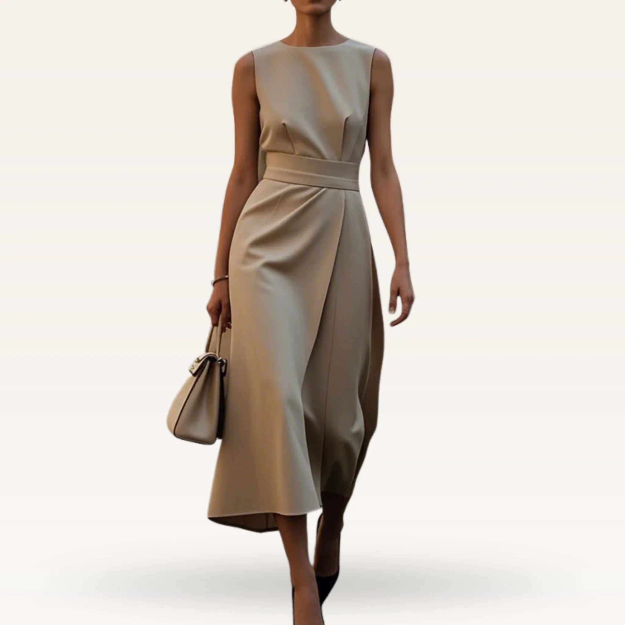 Alla ärmlös klänning, med bälte, med dragkedja baktill