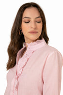 Verra rosa blus med långa ärmar, ränder och knappar