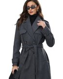 Vivy lång svart kappa med fleece och skärp i midjan