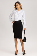 Loory vit bomullsskjorta med veck fram och spetsig krage