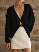 Vivivy stickad kofta med V-ringning och knappar