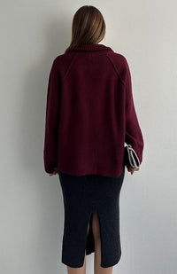 Liora lös blus med dragkedja och hög krage