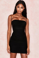 Linia ruffle bodycon svart miniklänning