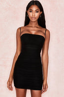 Linia ruffle bodycon svart miniklänning