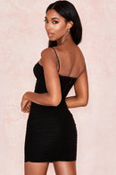 Linia ruffle bodycon svart miniklänning
