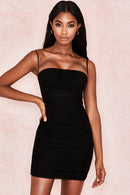 Linia ruffle bodycon svart miniklänning