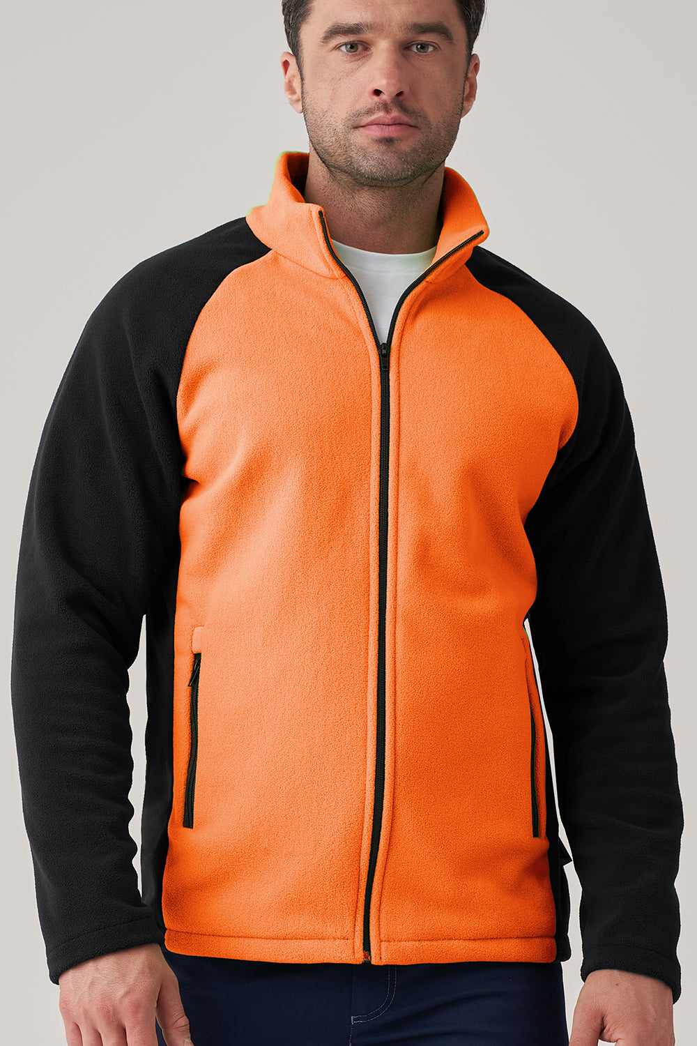 Matteo orange tröja med dragkedja och fickor