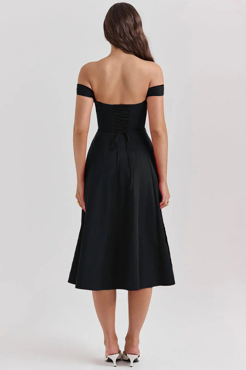 Olivia axelbandslös bustier-midiklänning