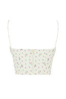 Citronfärgad blommig bustier topp med veck