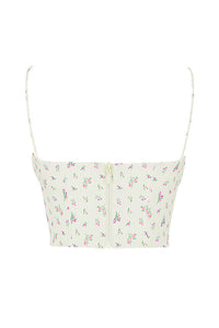 Citronfärgad blommig bustier topp med veck