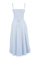 Carmen soft blue Bustier maxi sundress