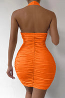 Esme orange halterneck miniklänning