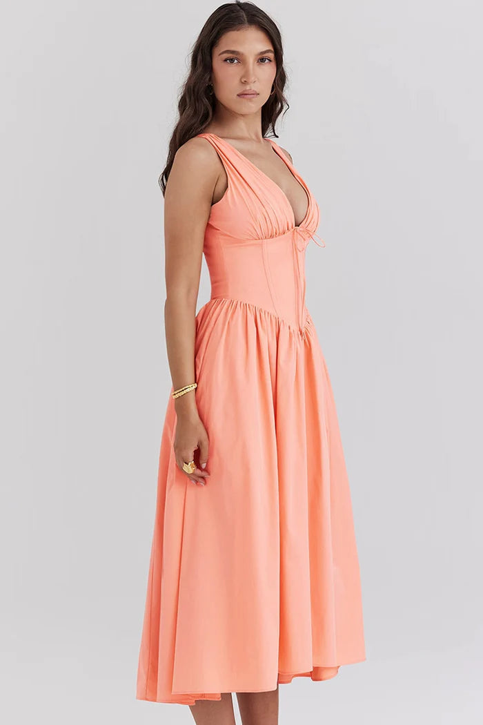 Sabella bow tie corset midi dress